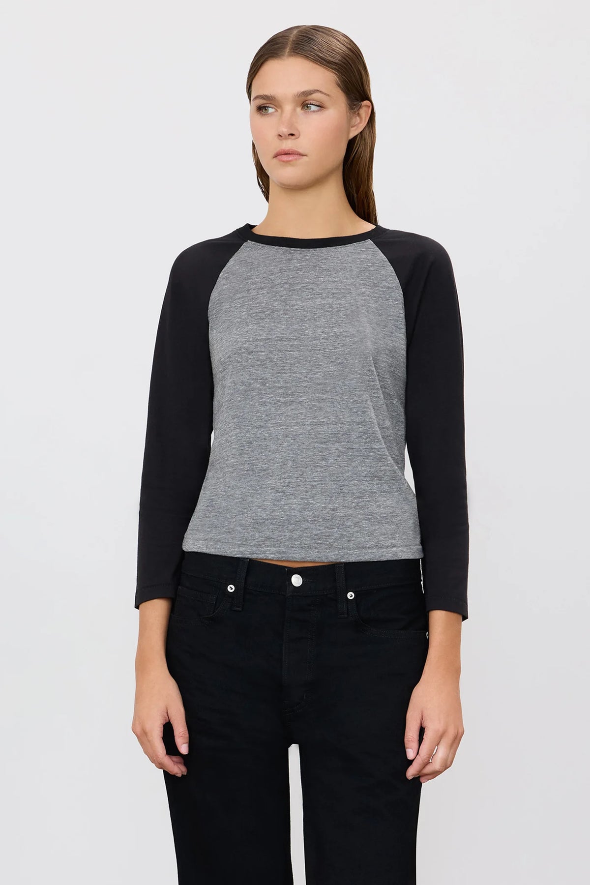 BASEBALL TEE grey and black