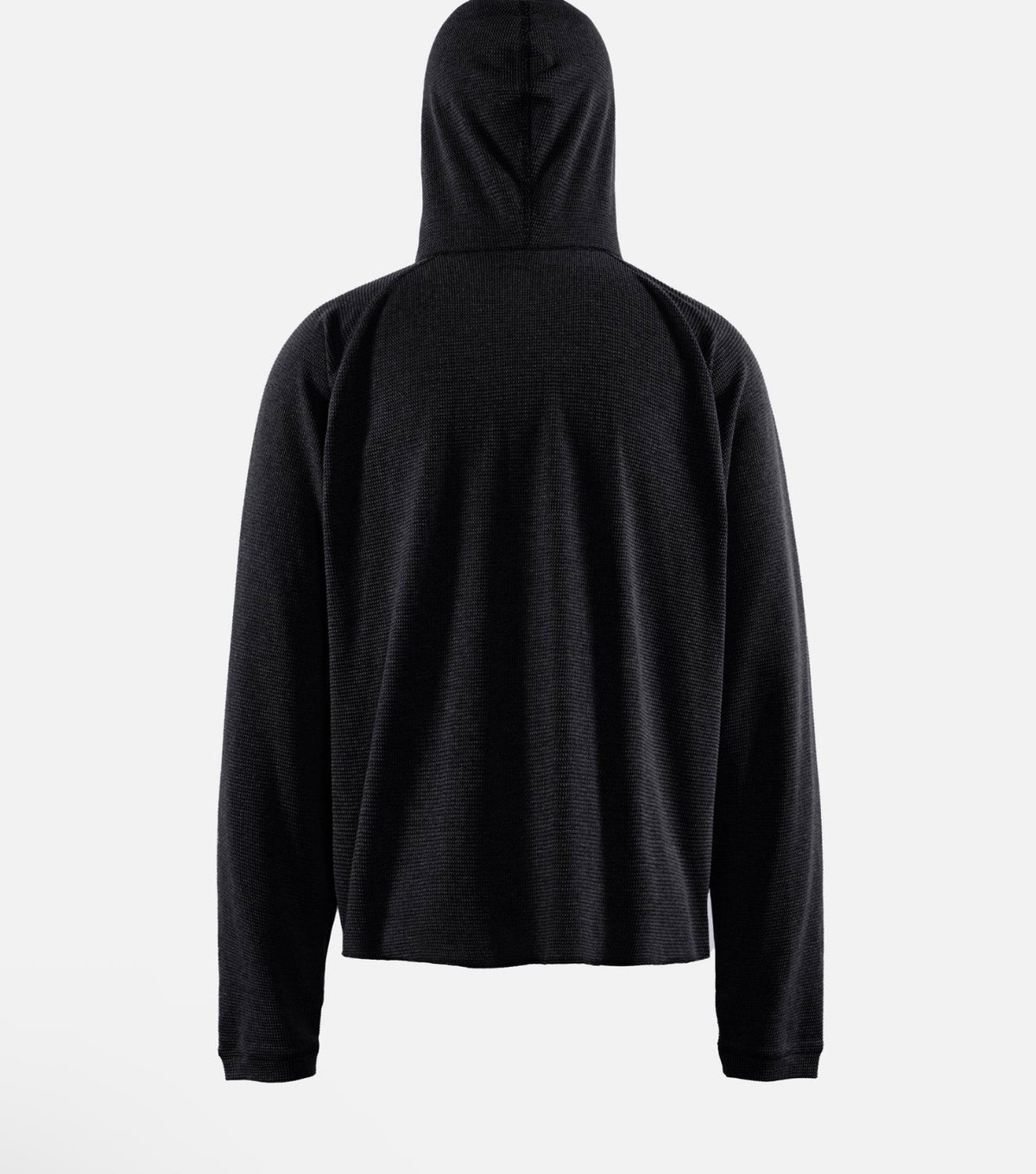 HOODED WAFFLE TOP black