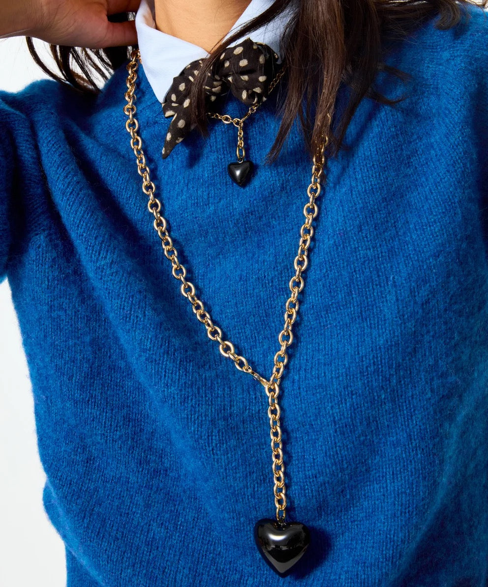 THE BIG PUFFY HEART PENDANT NECKLACE black