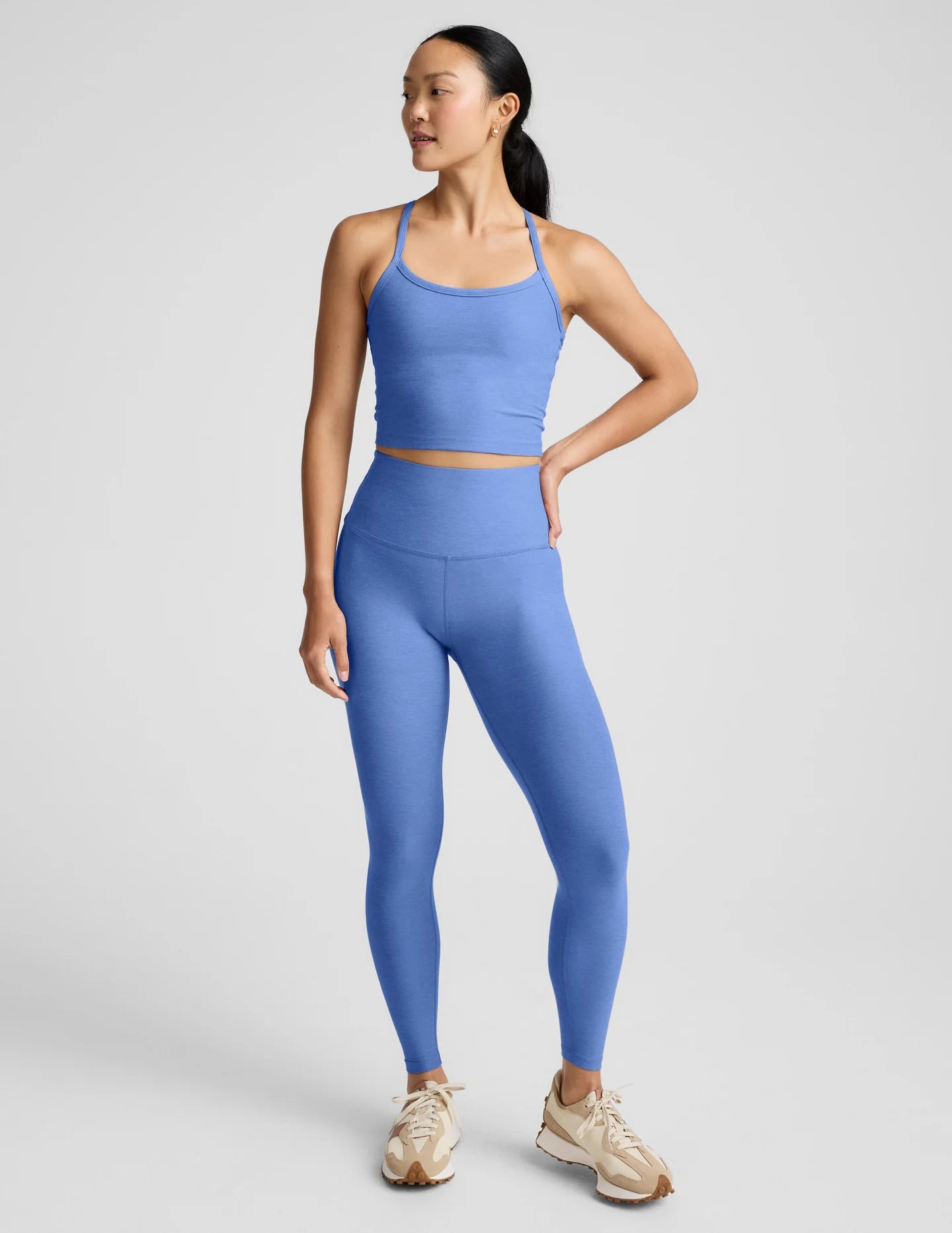 SPACEDYE SLIM RACERBACK CROPPED TANK wildflower blue heather