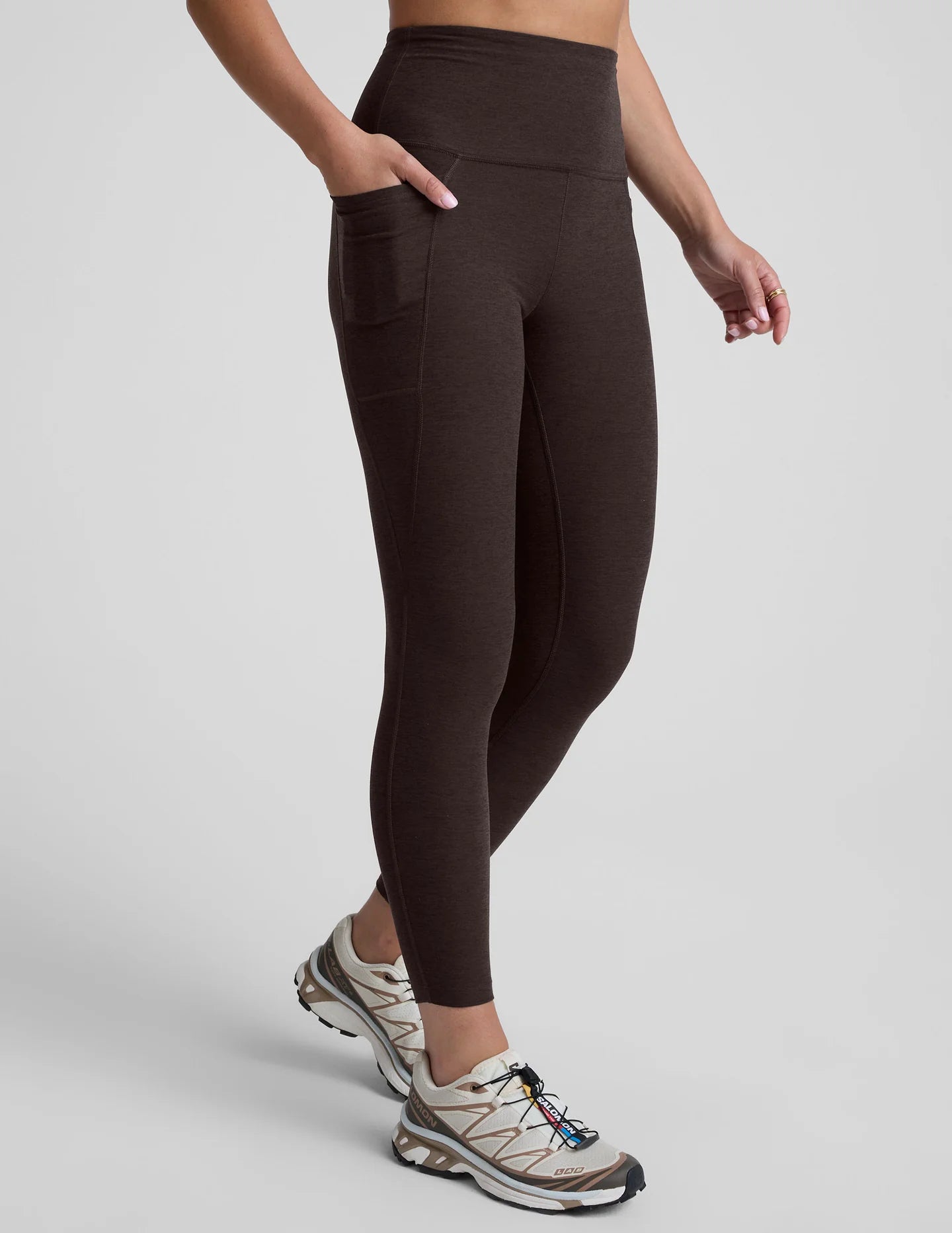 SPACEDYE OUT OF POCKET HIGH WASTED LEGGING dark chocolate heather