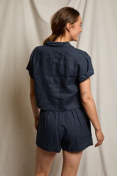 TABITHA LINEN PULLOVER navy
