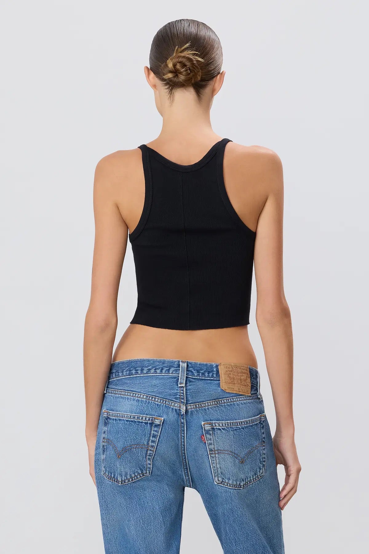 CROPPED RIB TANK black
