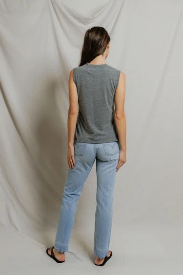 FAYE CRISPY COTTON MUSCLE TANK heather grey