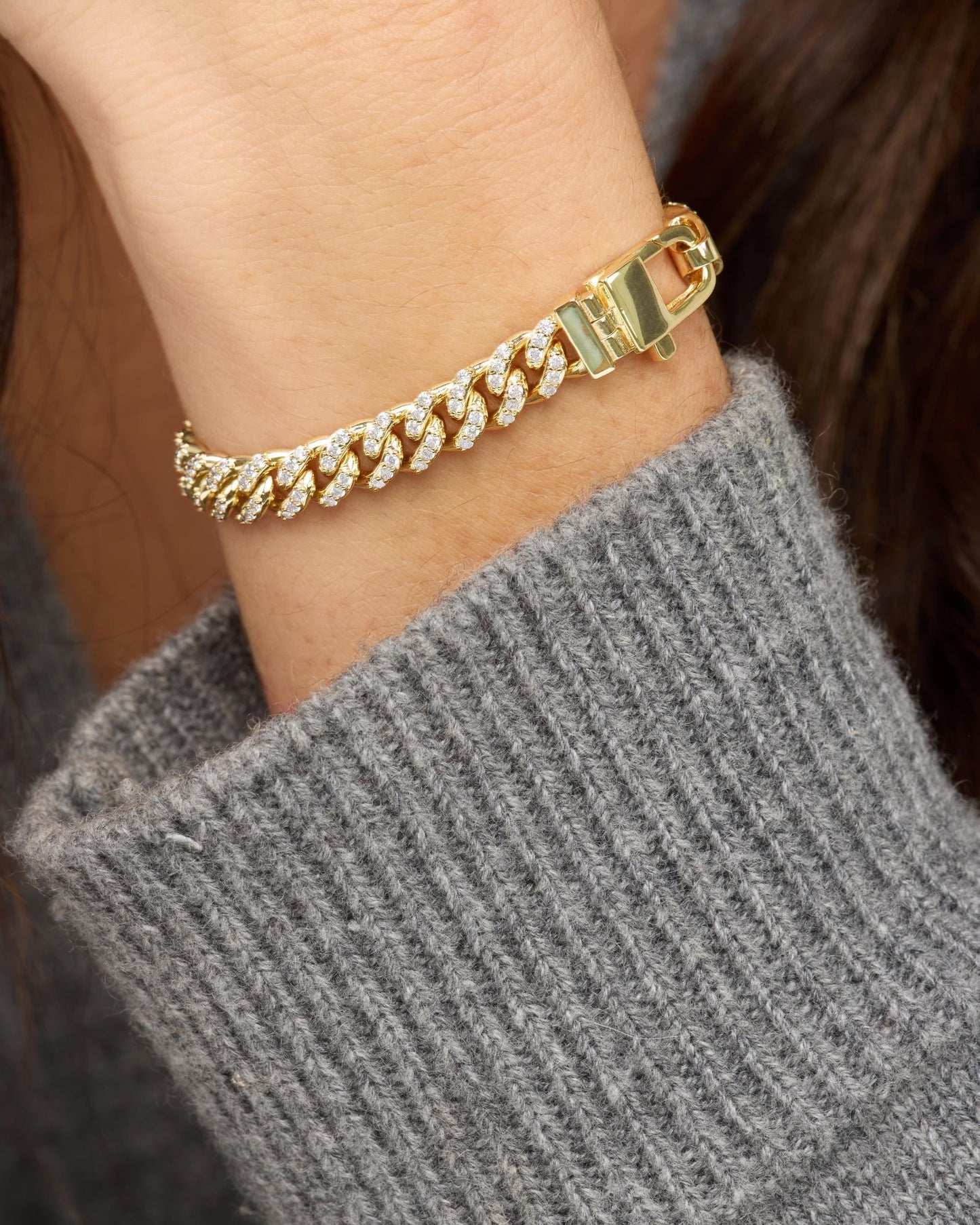 JULIAN CUBAN CHAIN BRACELET gold pavé