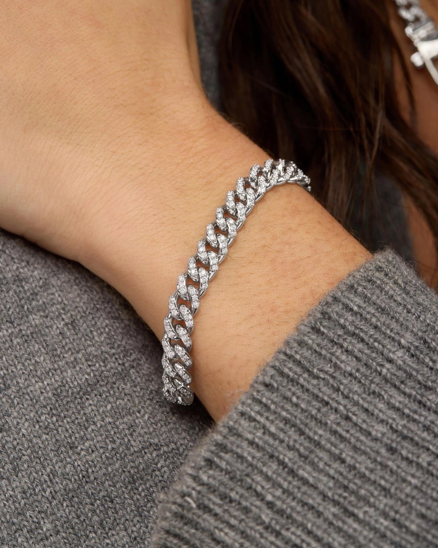 JULIAN CUBAN CHAIN BRACELET silver pavé