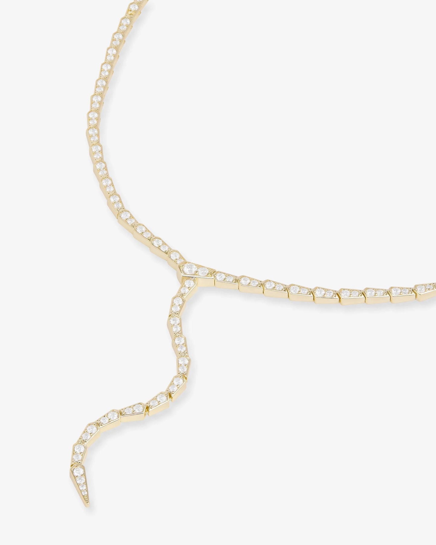 SERPENT LARIAT NECKLACE gold pavé