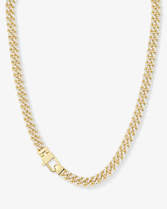 JULIAN CUBAN CHAIN NECKLACE gold pavé