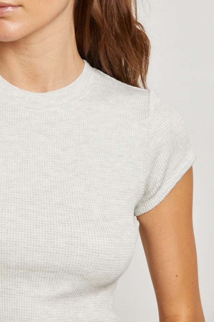 MINDY BRUSHED WAFFLE CREW NECK TEE ash