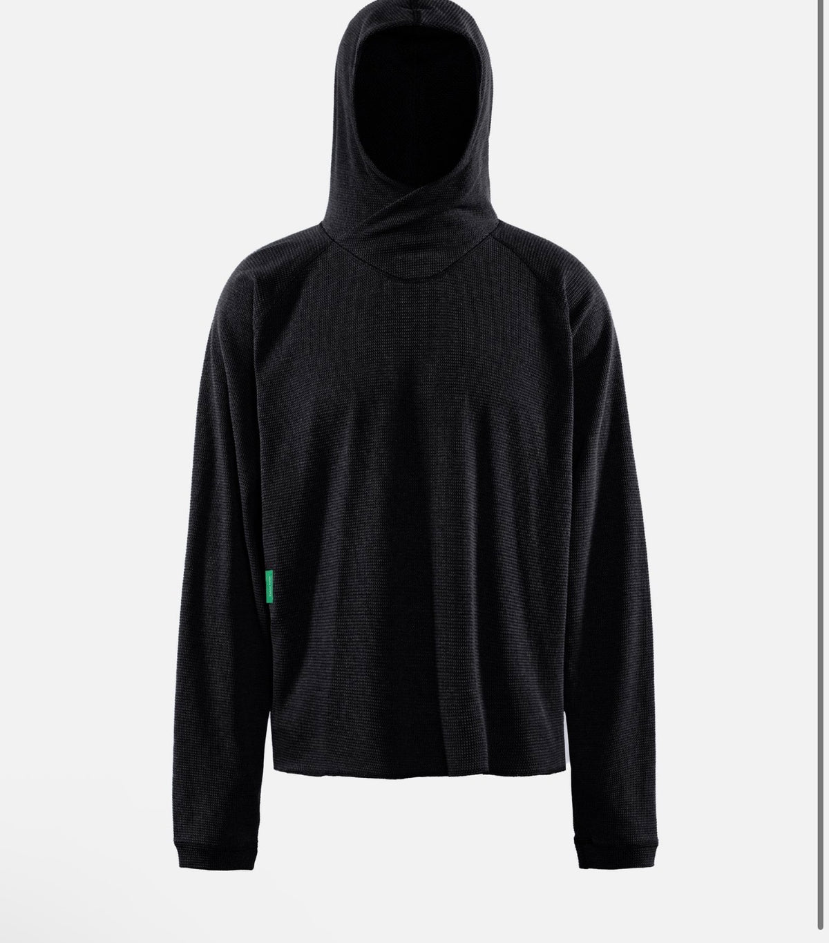 HOODED WAFFLE TOP black