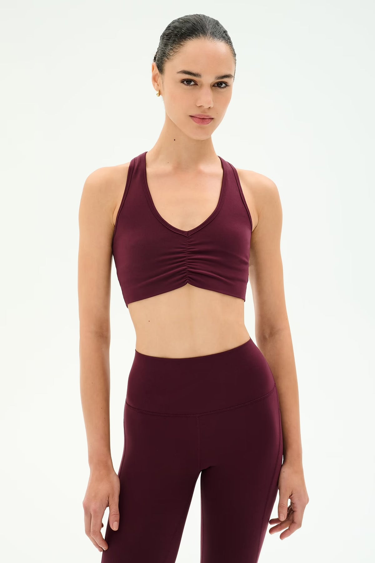 AIRWEIGHT BRA WITH ROUCHING dark cherry