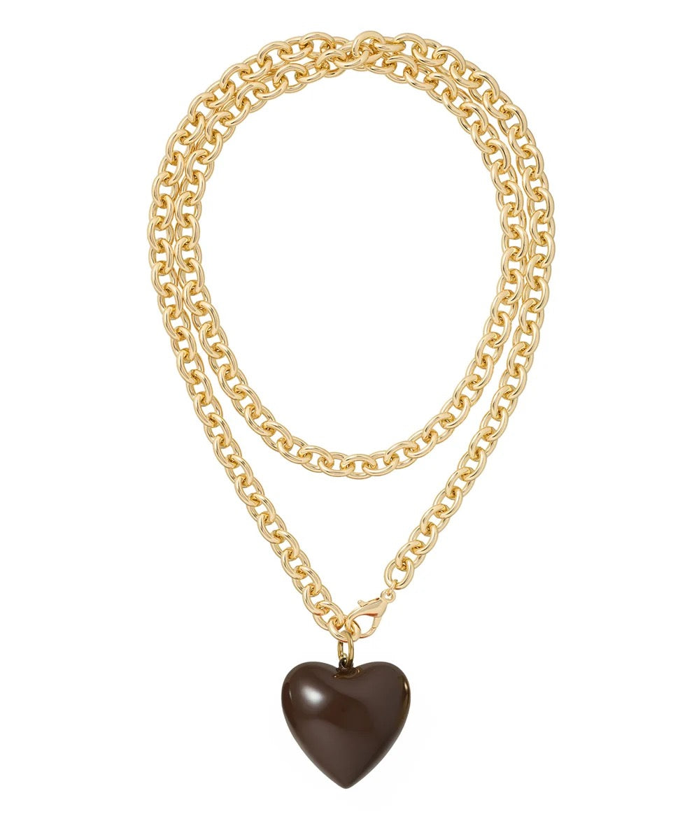 THE BIG PUFFY HEART PENDANT NECKLACE black