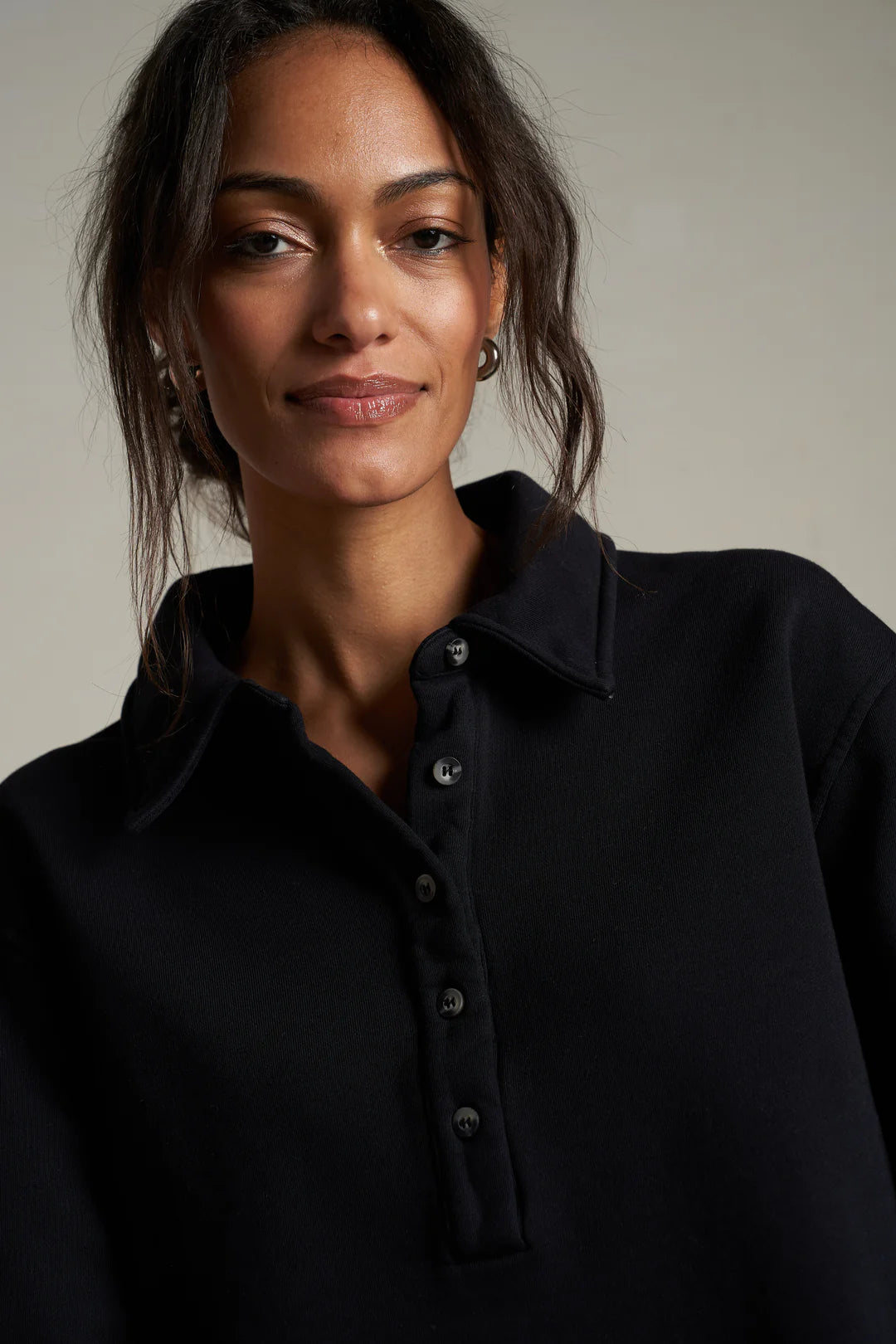 VINNY FLEECE COLLARED SWEATSHIRT true black