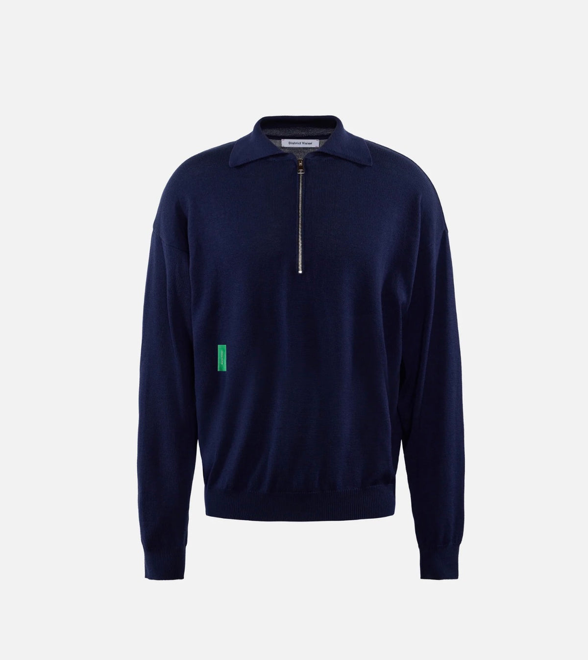 MERINO WOOL QUARTER ZIP SWEATER navy
