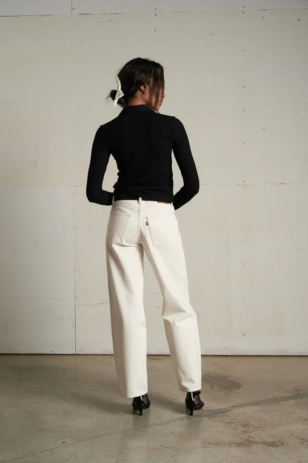 AMEE LONG SLEEVE LUXE RIB POLO true black