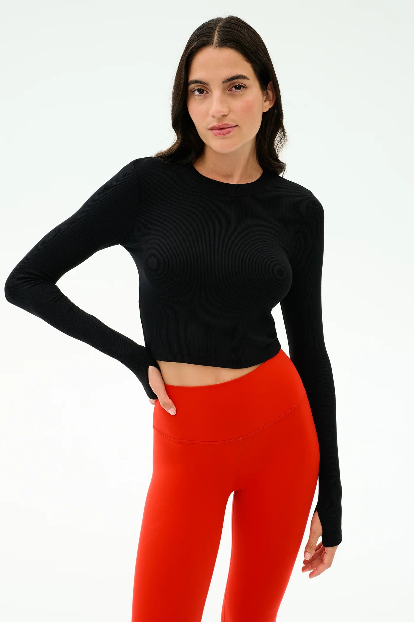 LOUISE CROP RIB LONG SLEEVE TEE black