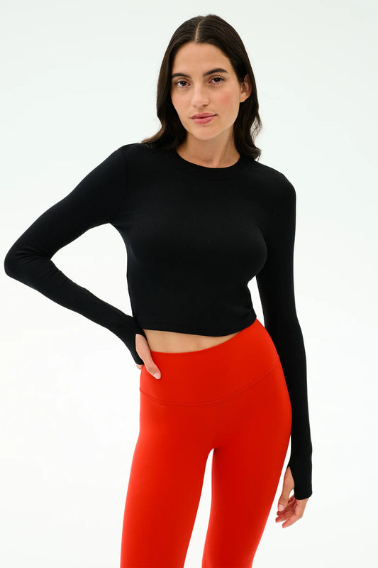 LOUISE CROP RIB LONG SLEEVE TEE black