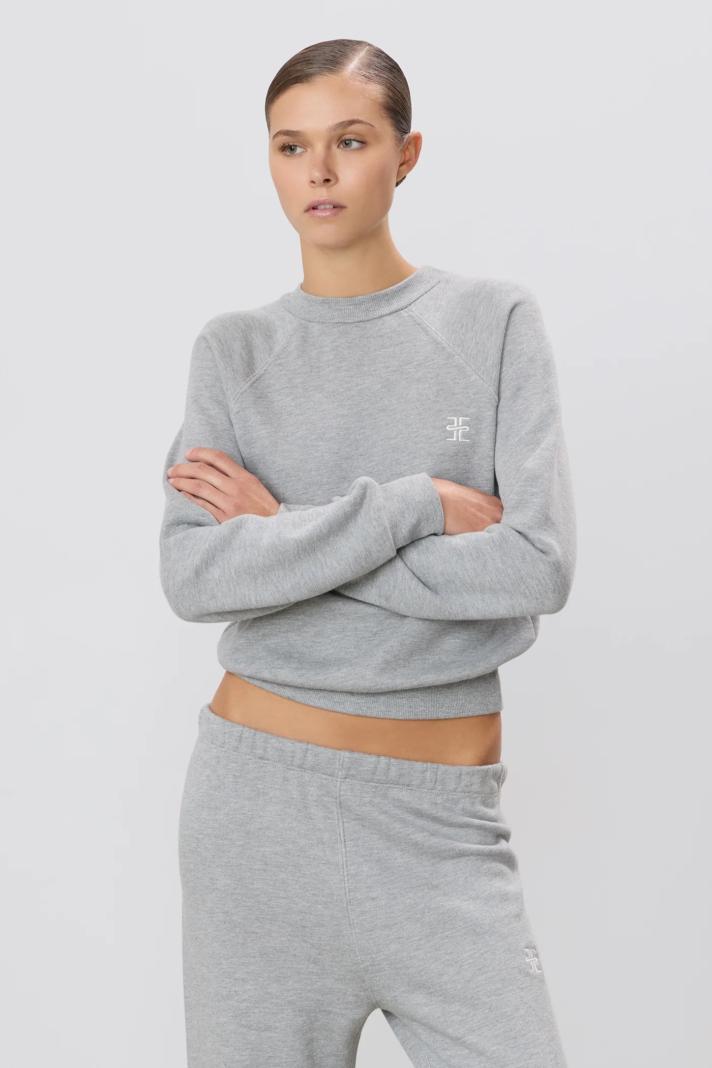 SHRUNKEN RAGLAN SWEATSHIRT heather grey