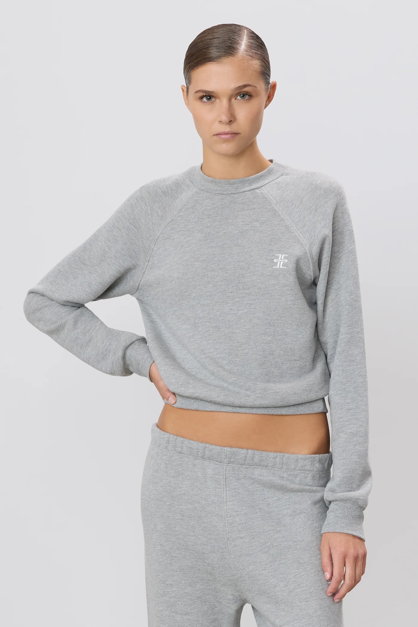 SHRUNKEN RAGLAN SWEATSHIRT heather grey