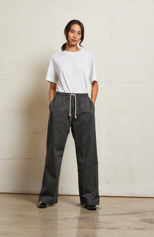 ANDI STRIPE WIDE LEG PANT BLACK