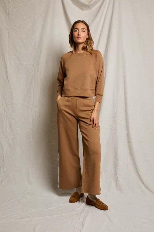 MIKOS TRAVEL WIDE LEG PANTS WITH POCKETS mocha