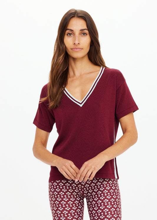 SIENNA V NECK TEE merlot