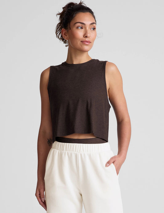 FEATHERWEIGHT MINIMAL CROPPED TANK dark chocolate