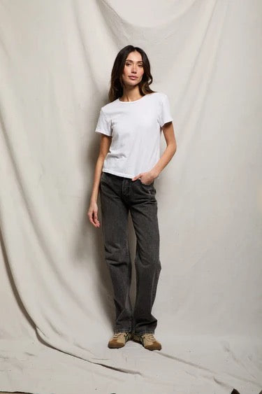 LISA RECYCLED COTTON VINTAGE FIT CREW white