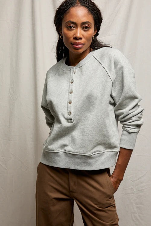 BOWEN LS BUTTON DOWN SWEATSHIRT heather grey