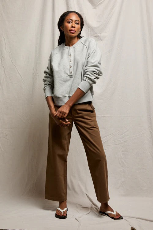 BOWEN LS BUTTON DOWN SWEATSHIRT heather grey