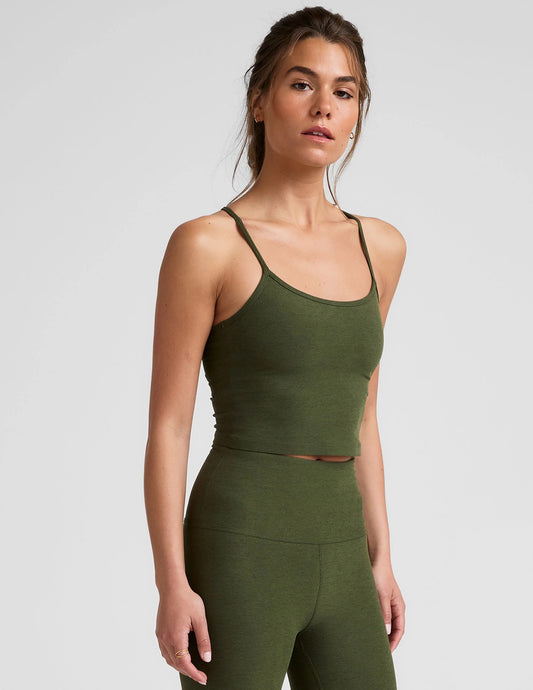 SPACEDYE RACERBACK CROPPED TANK ARMY GREEN HEATHER