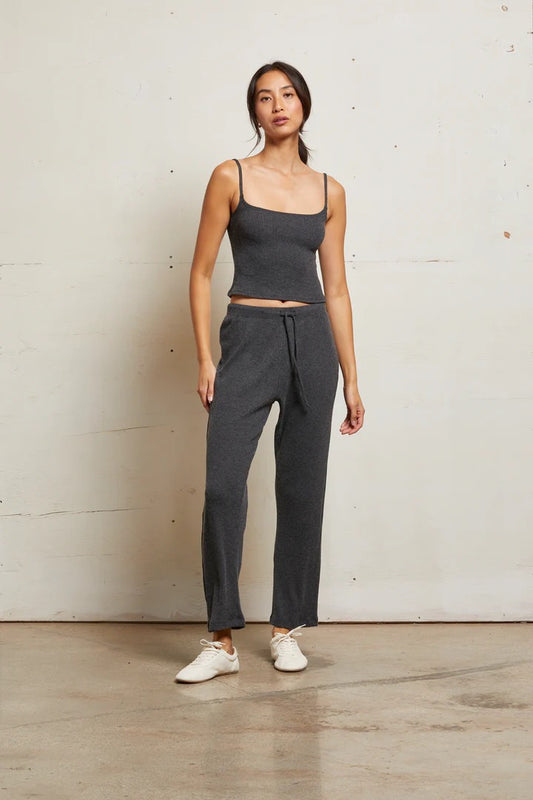 REMI SWEATER RIB DRAWSTRING PANT charcoal