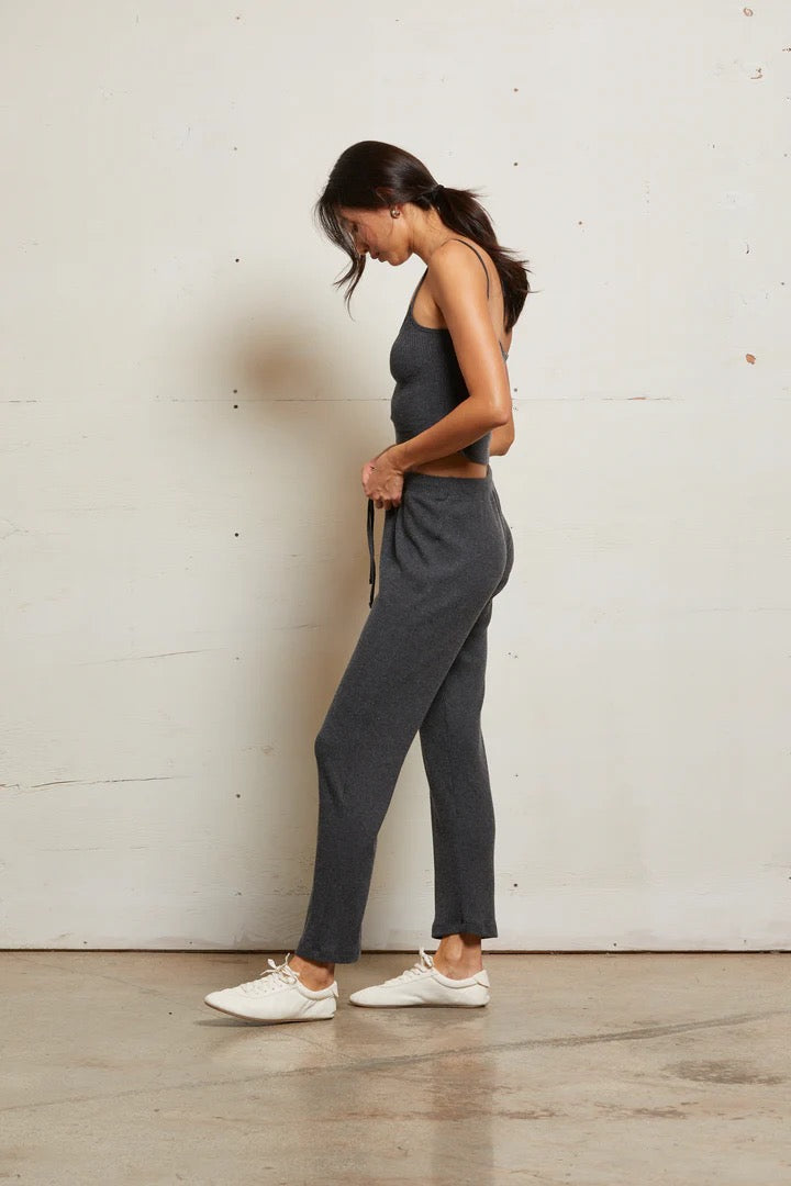 REMI SWEATER RIB DRAWSTRING PANT charcoal