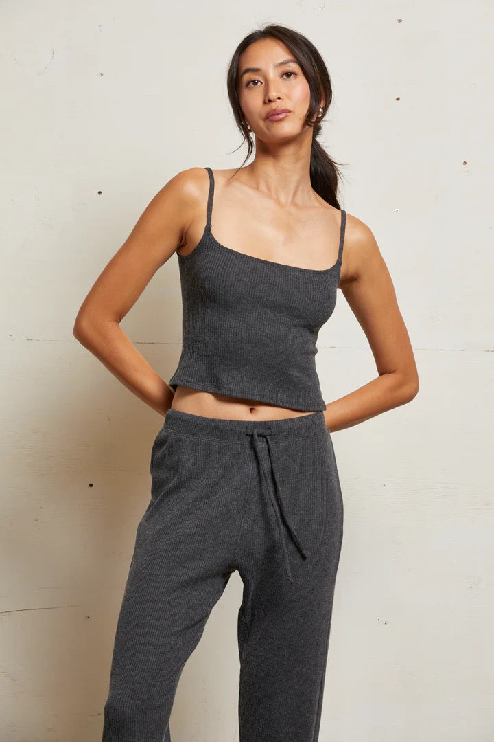 REMI SWEATER RIB DRAWSTRING PANT charcoal