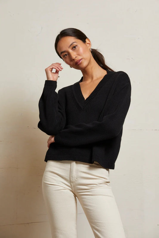 ADDIE OVERSIZE LONG SLEEVE VNECK true black