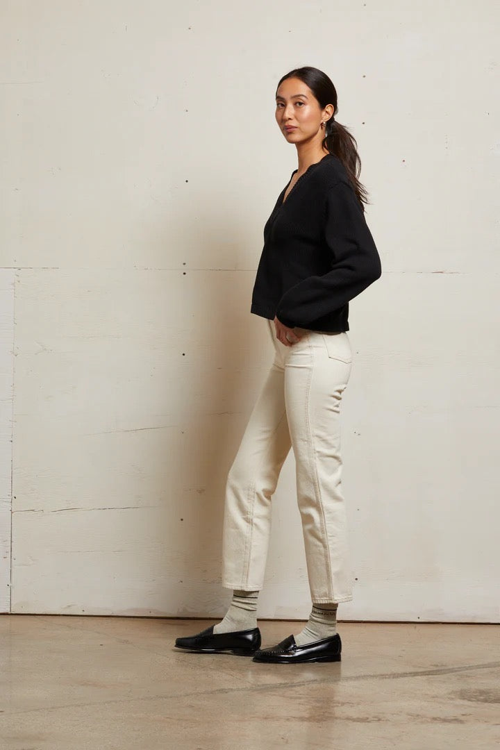 ADDIE OVERSIZE LONG SLEEVE VNECK true black