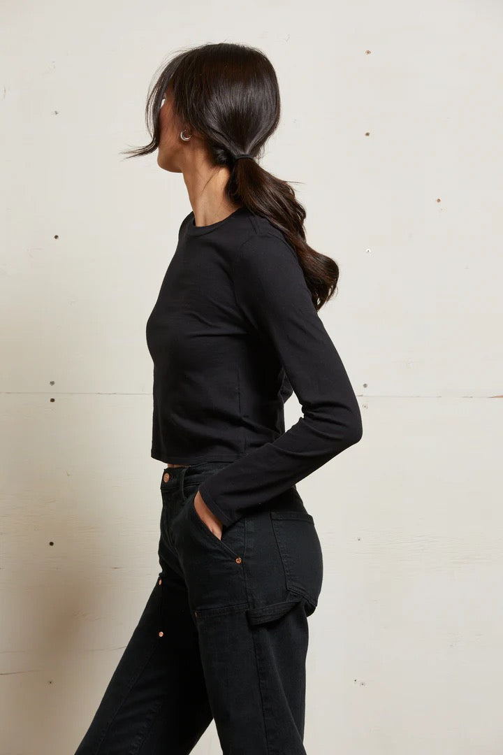 JAMIE RECYCLED COTTON LONGSLEEVE TEE black
