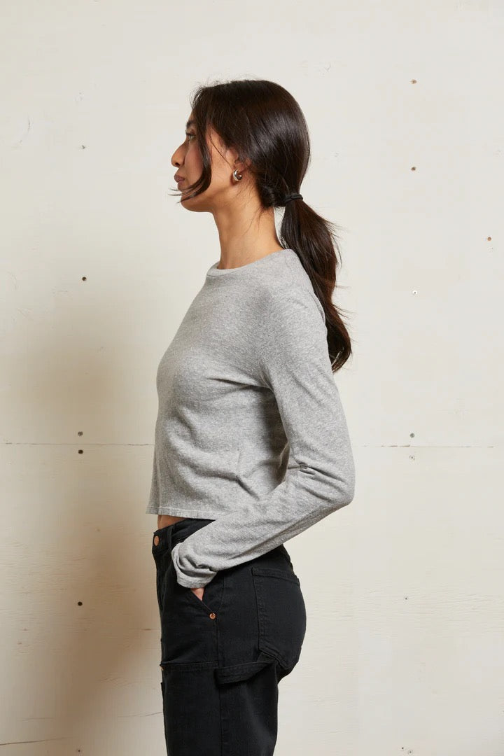 JAMIE RECYCLED COTTON LONGSLEEVE TEE heather grey