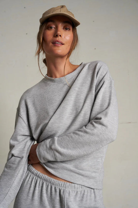 SELMA BRUSHED SWEATER JERSEY PULLOVER heather grey