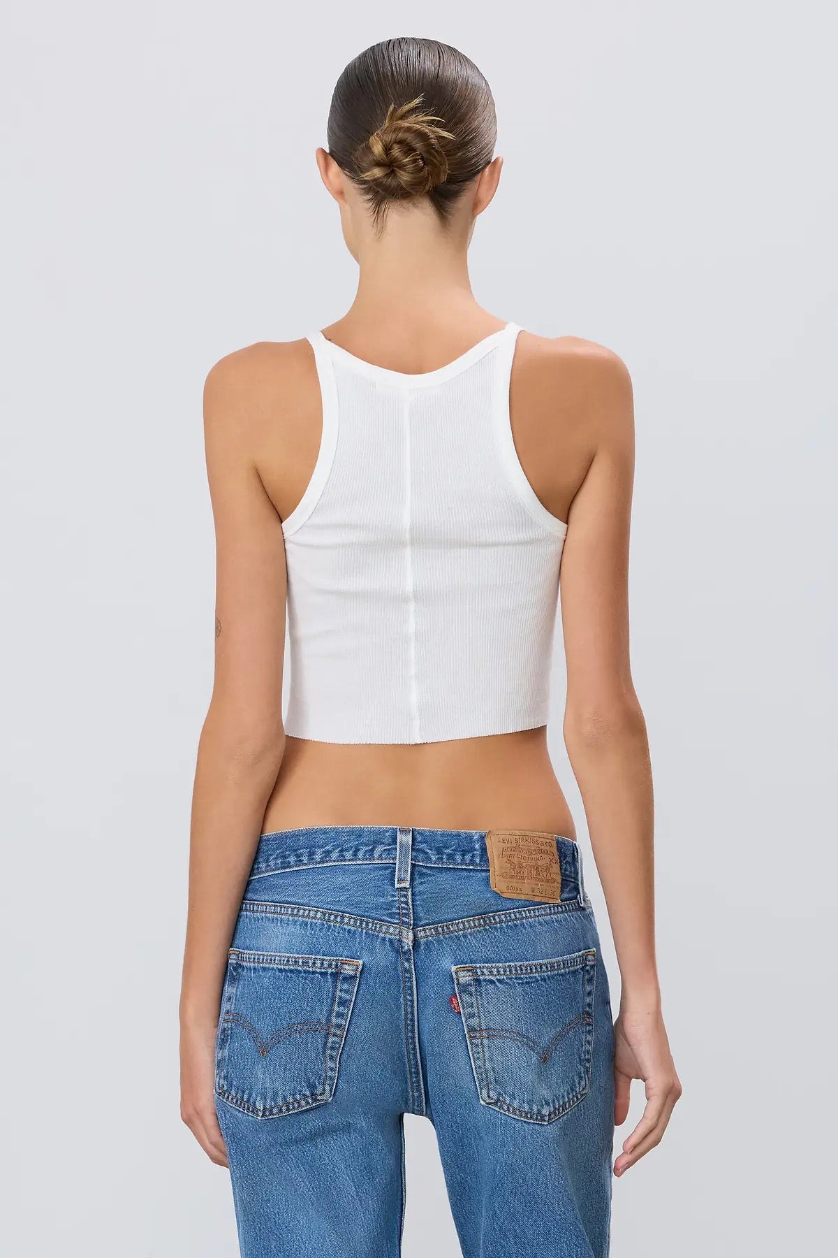 CROPPED RIB TANK ivory