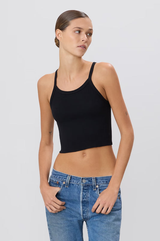 CROPPED RIB TANK black