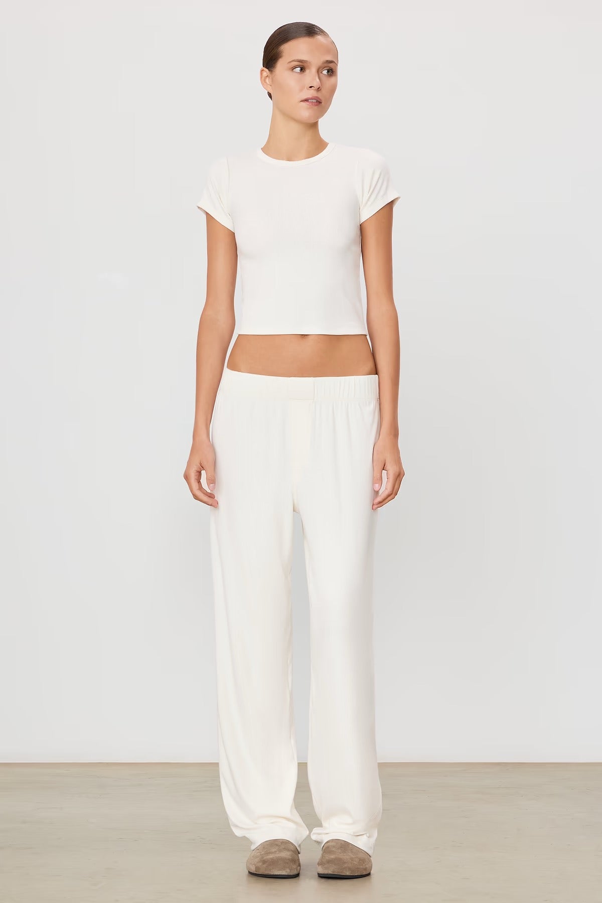 LOUNGE PANT BUTTER RIB cream