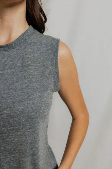 FAYE CRISPY COTTON MUSCLE TANK heather grey
