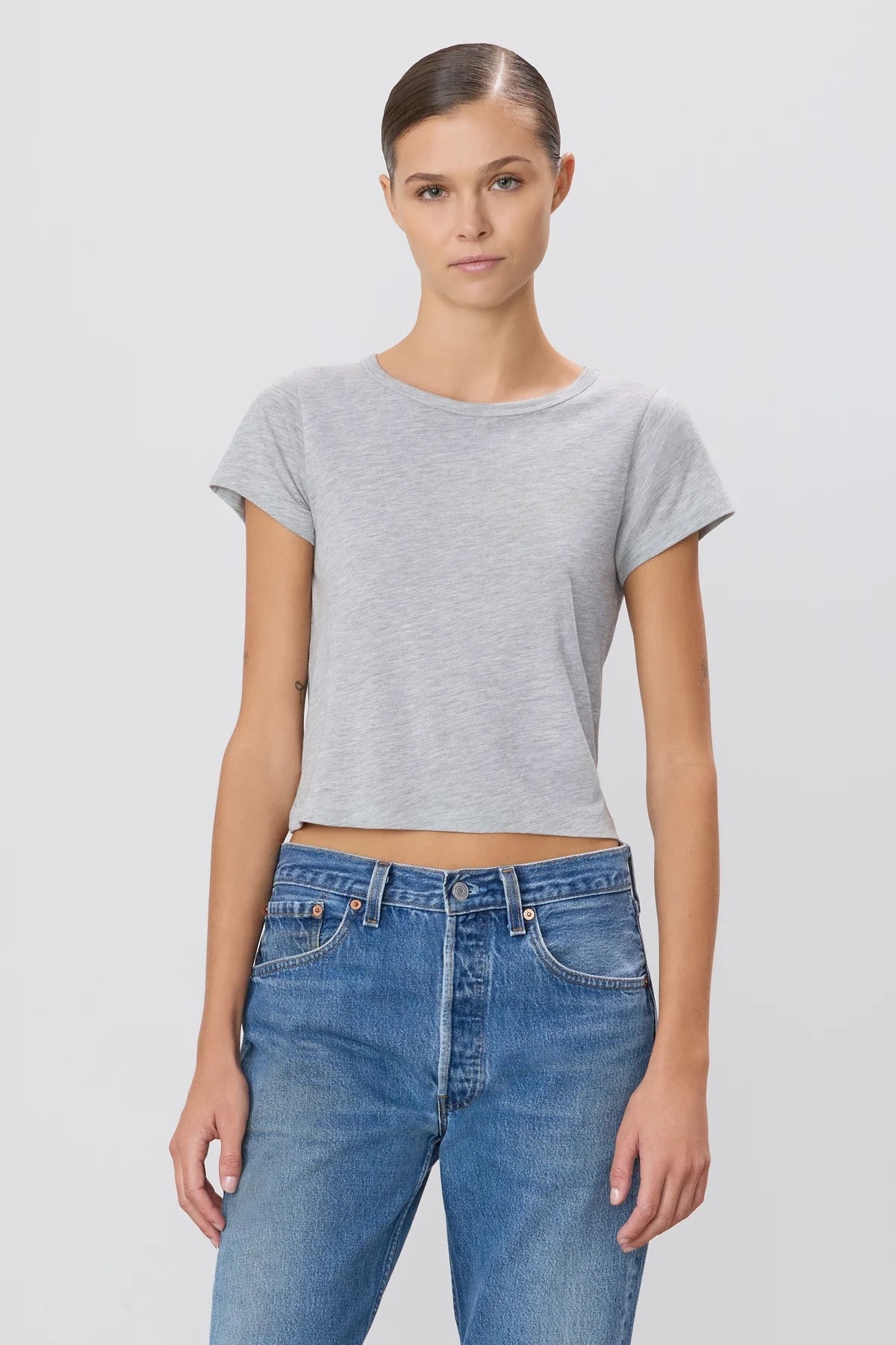 SHORT SLEEVE BABY TEE heather grey
