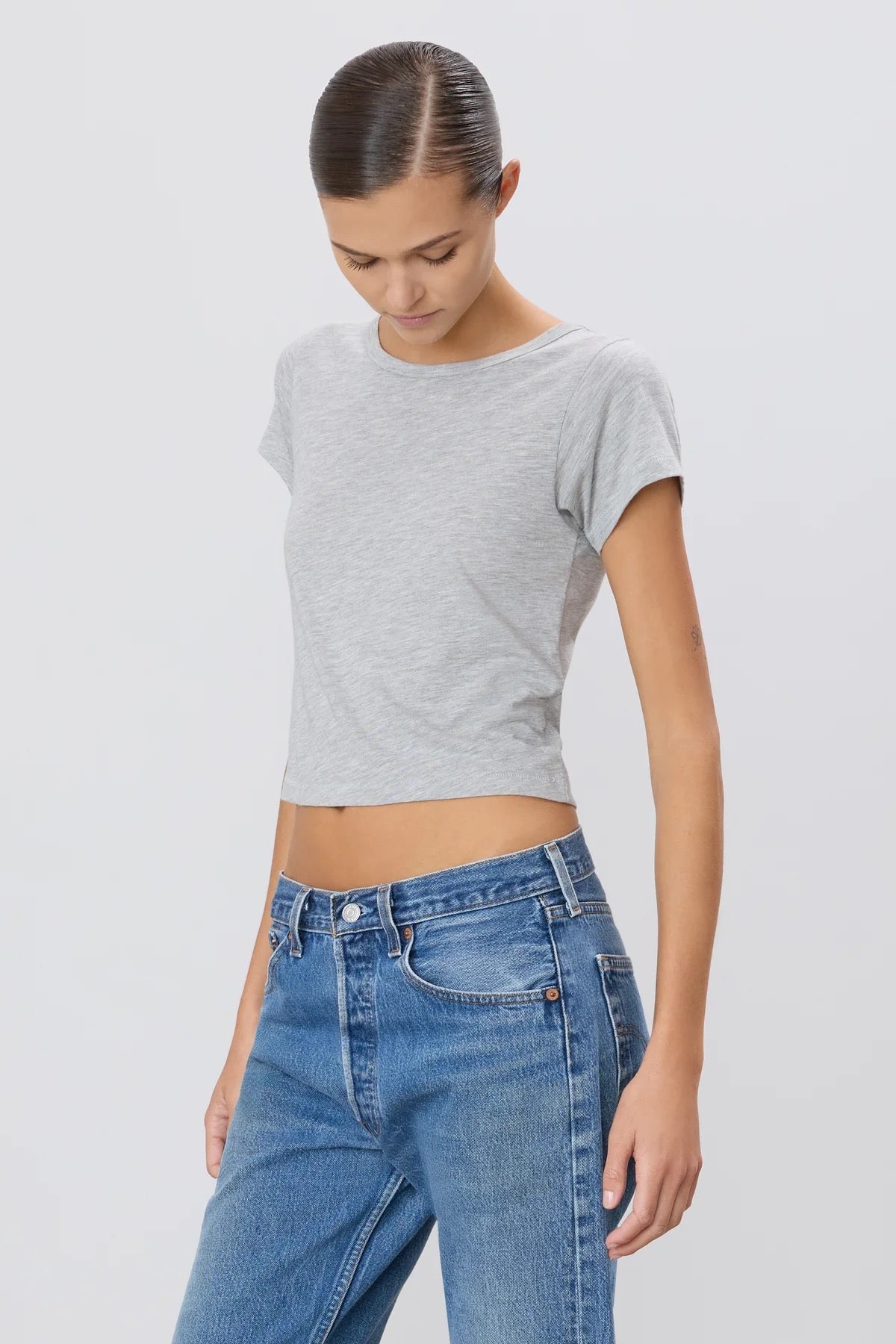 SHORT SLEEVE BABY TEE heather grey