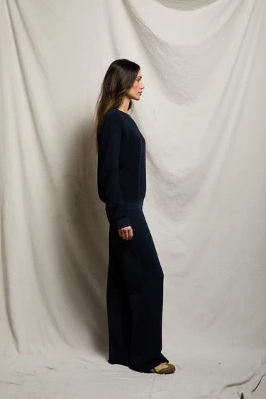 ZIGGY REVERSE FLEECE CREW navy