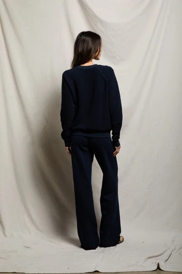 ZIGGY REVERSE FLEECE CREW navy
