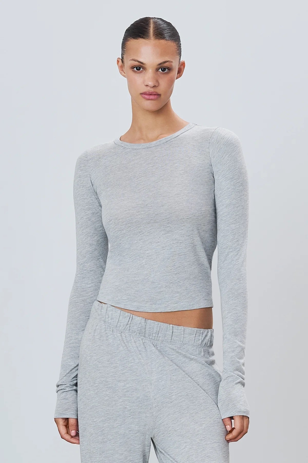 FITTED CREWNECK LONG SLEEVE heather grey