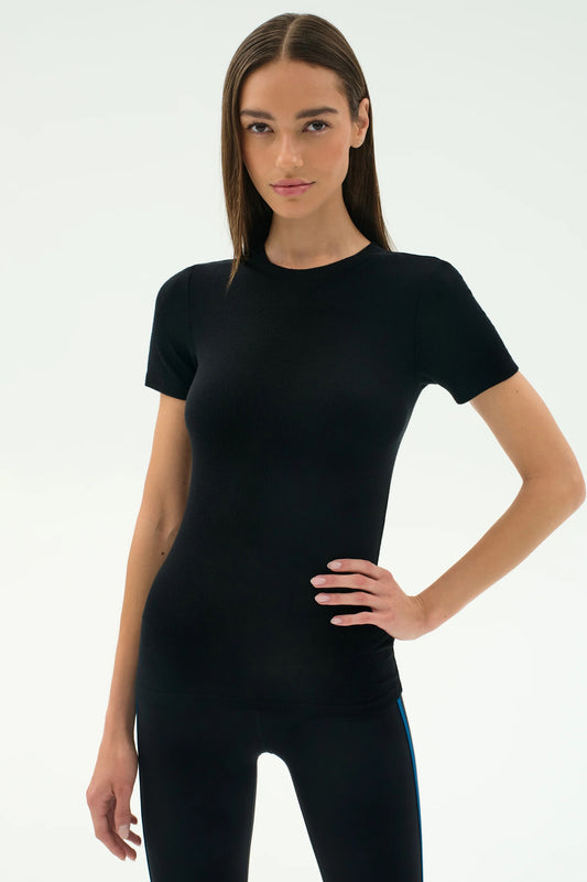 LOUISE RIB SHORT SLEEVE black
