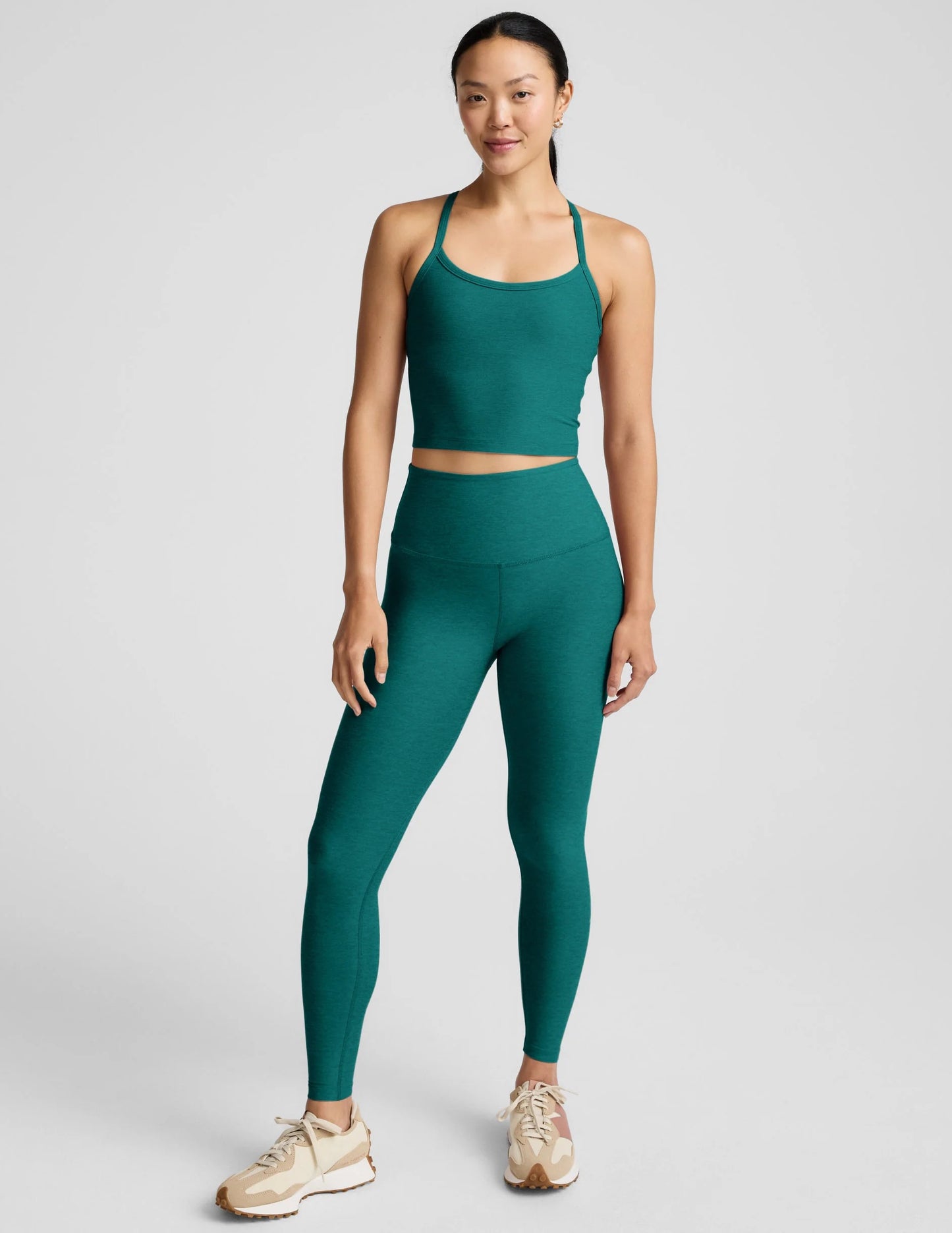 SPACEDYE CAUGHT IN THE MIDI HIGH WAISTED LEGGING teal sea heather